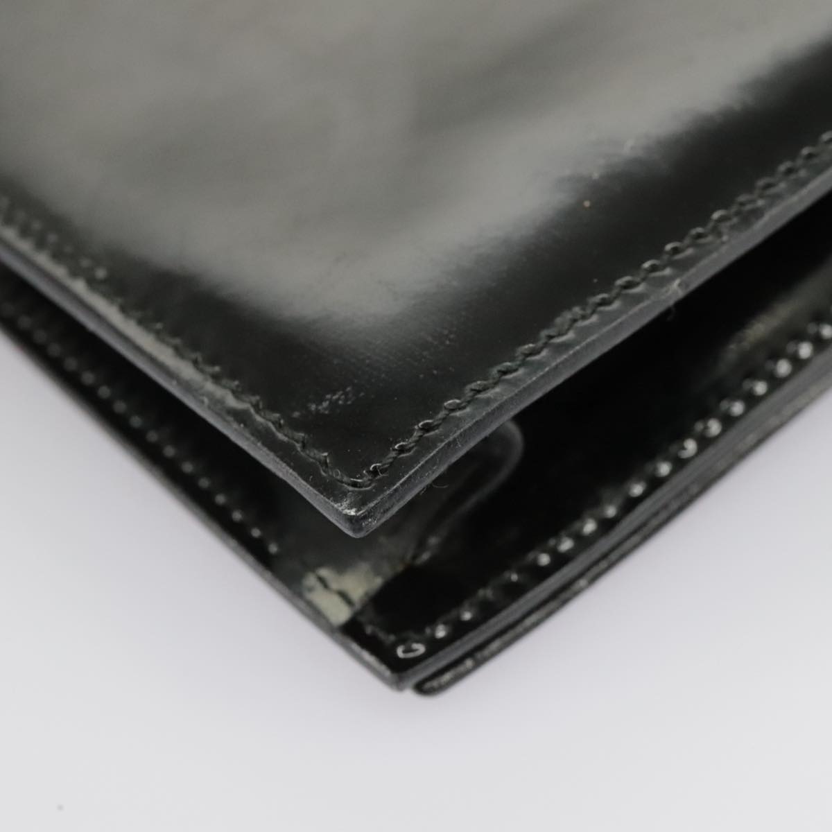 GUCCI Hand Bag Enamel Black Silver 99304