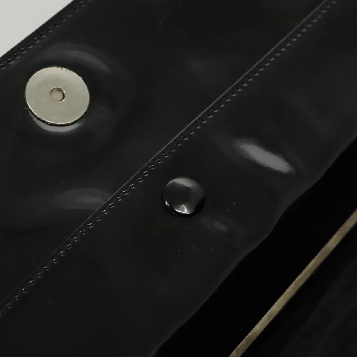 GUCCI Hand Bag Enamel Black Silver 99304