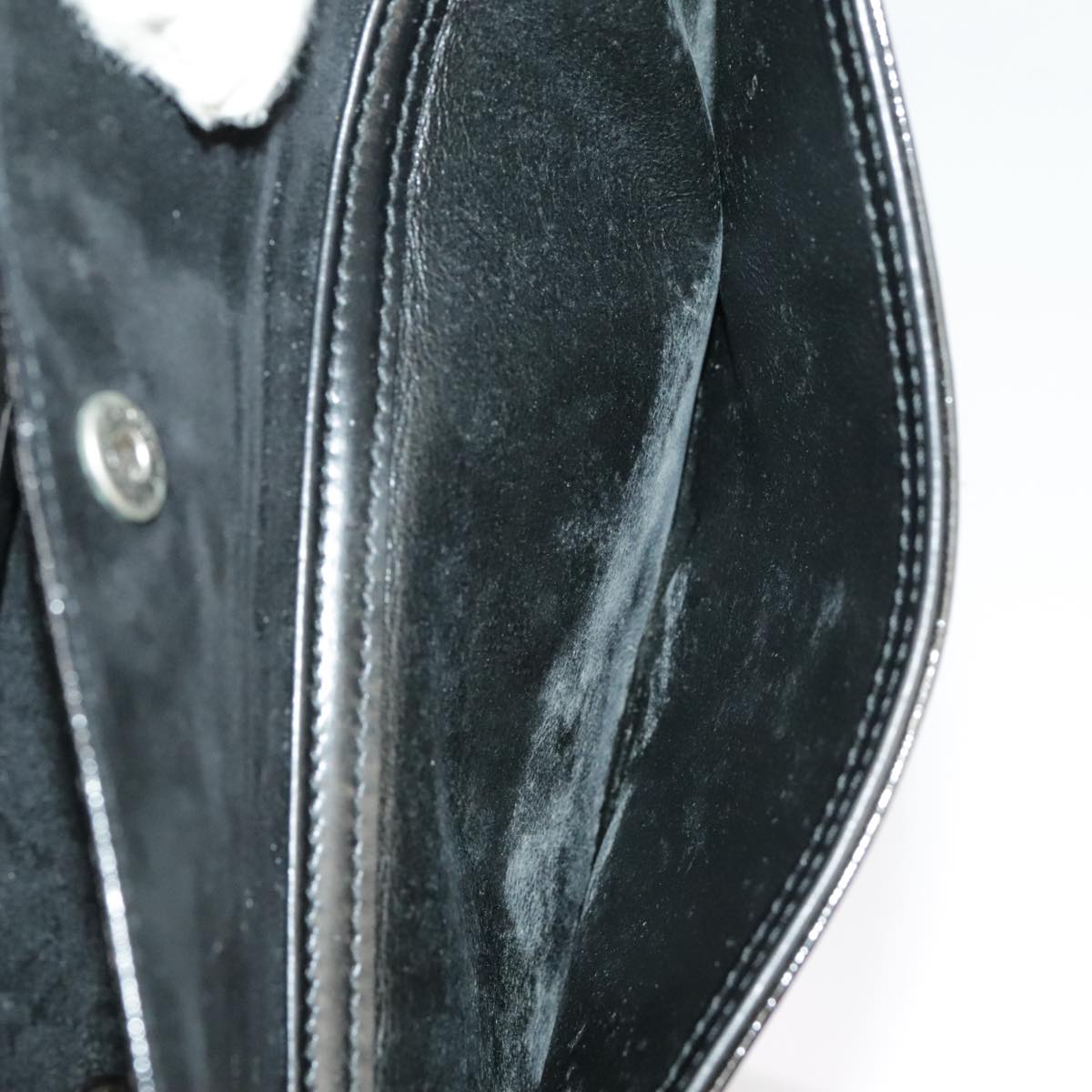 GUCCI Hand Bag Enamel Black Silver 99304