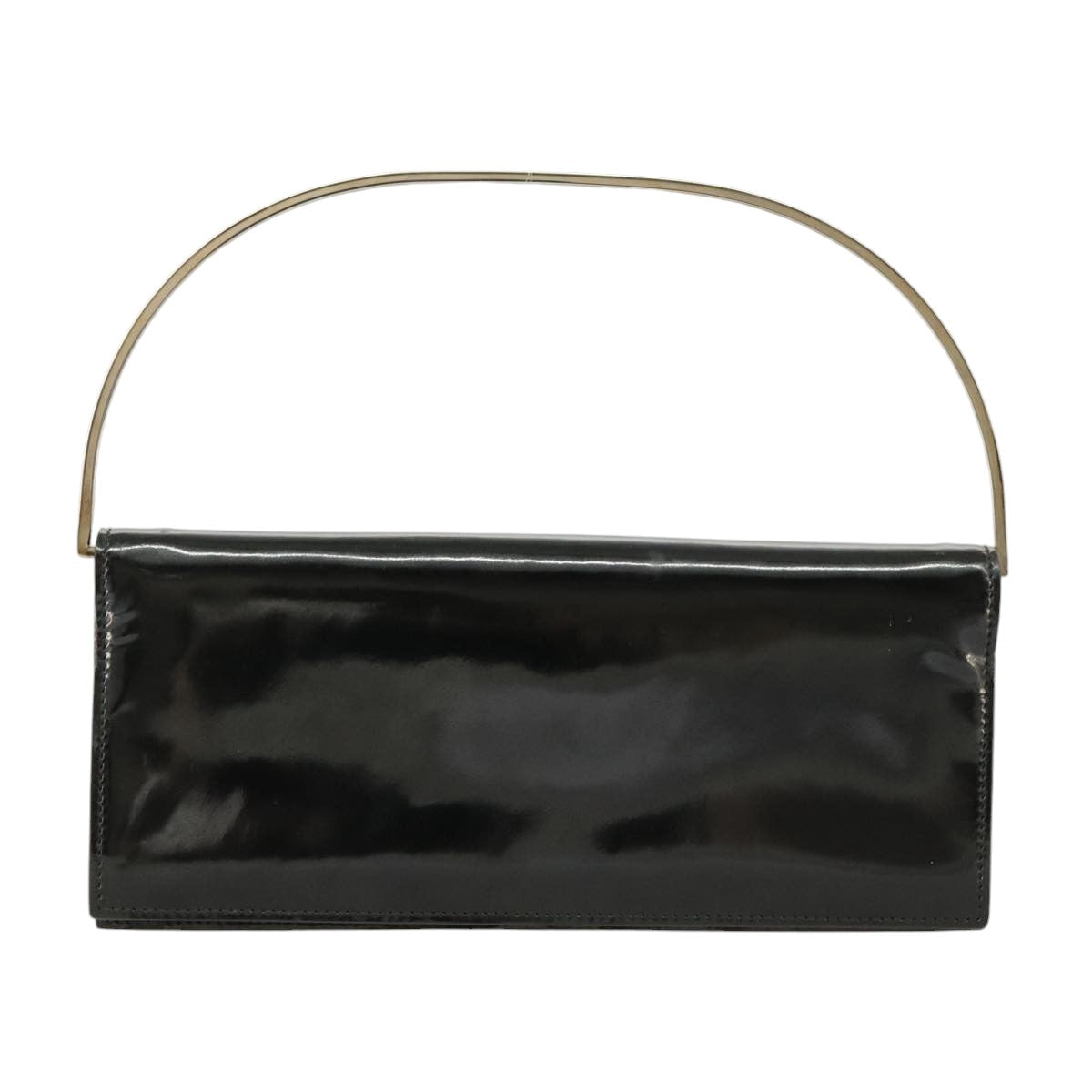 GUCCI Hand Bag Enamel Black Silver 99304