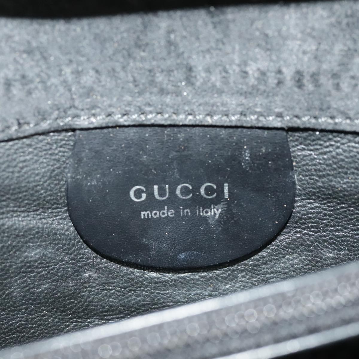 GUCCI Hand Bag Enamel Black Silver 99304