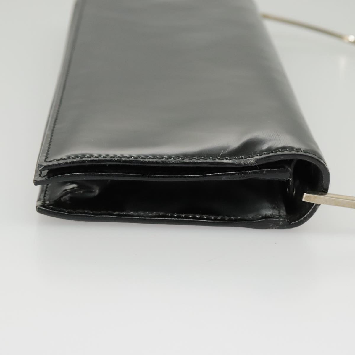 GUCCI Hand Bag Enamel Black Silver 99304