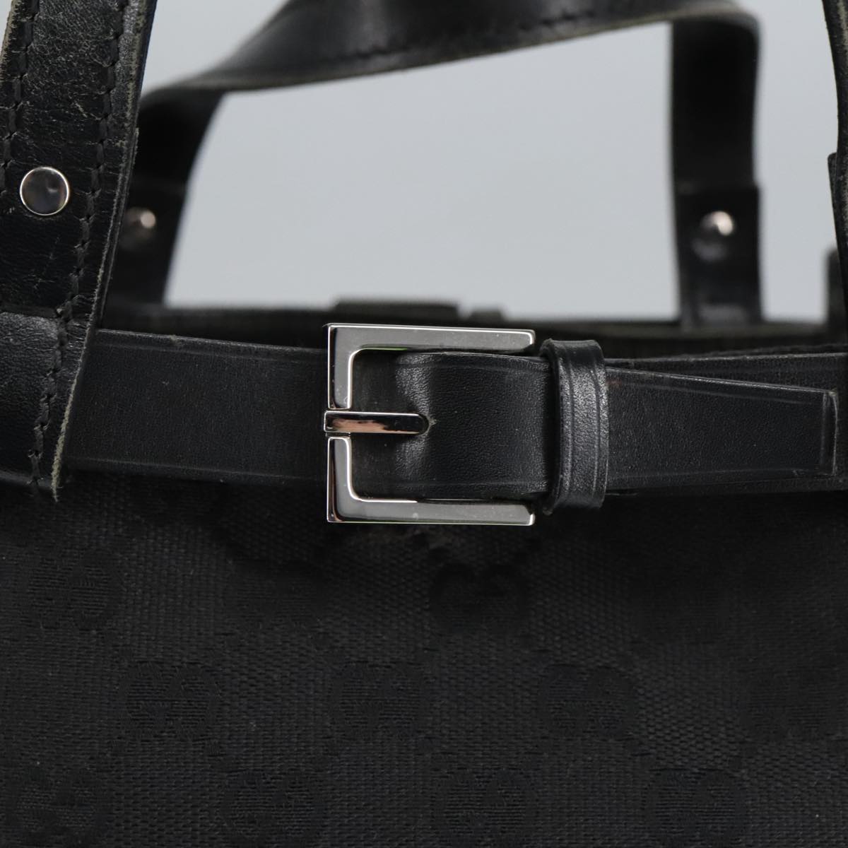 GUCCI GG Canvas Hand Bag Black Silver 106251 99306
