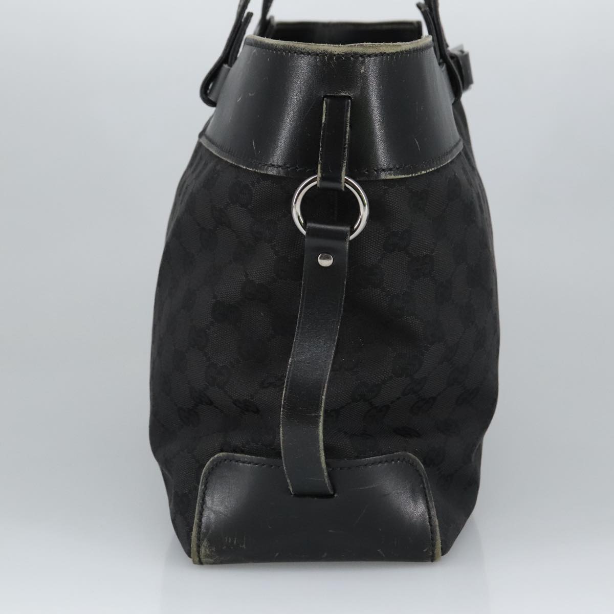 GUCCI GG Canvas Hand Bag Black Silver 106251 99306
