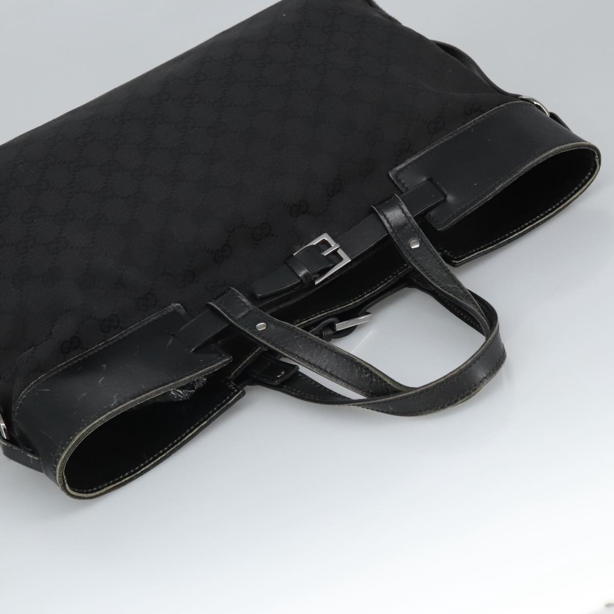 GUCCI GG Canvas Hand Bag Black Silver 106251 99306