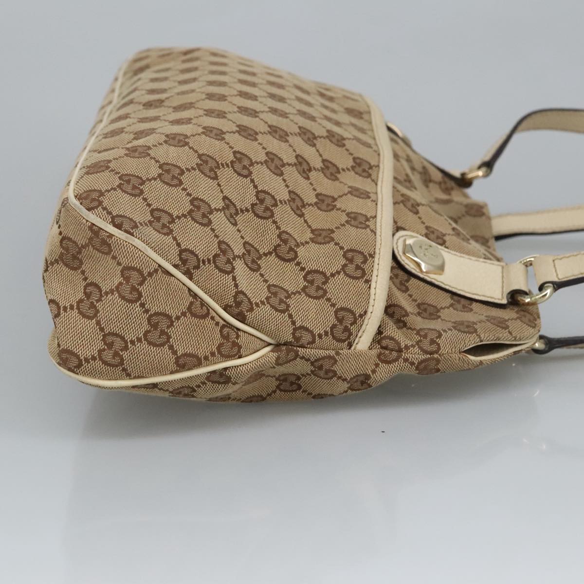 GUCCI GG Canvas Tote Bag Beige Gold 163288 99307