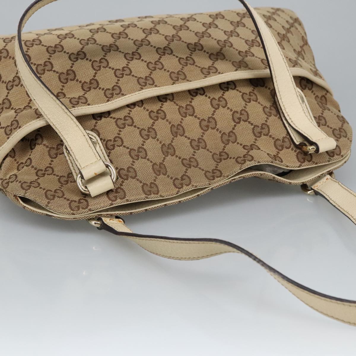 GUCCI GG Canvas Tote Bag Beige Gold 163288 99307