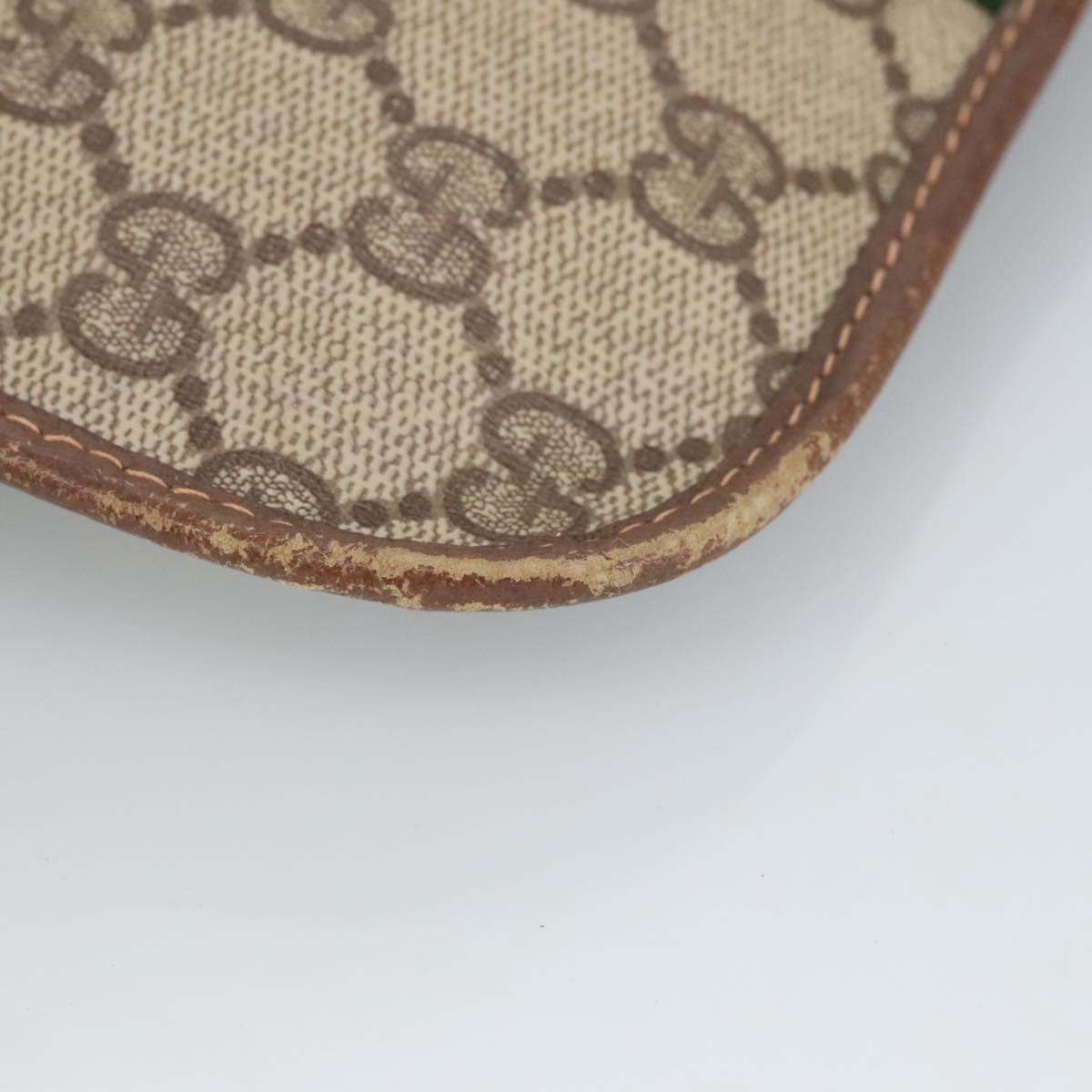 GUCCI GG Supreme Web Sherry Line Pouch PVC Beige Red Green 89 01 021 99314