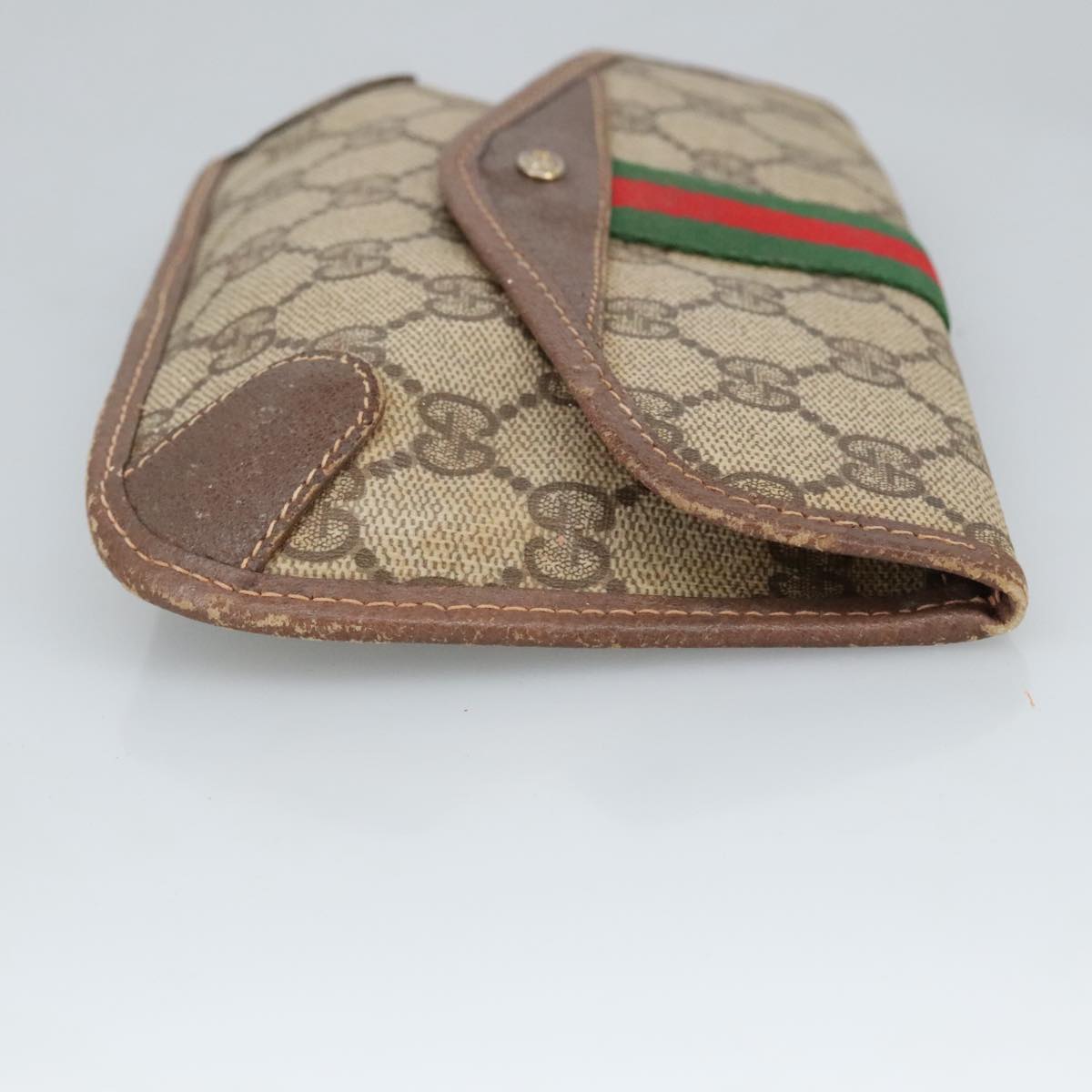 GUCCI GG Supreme Web Sherry Line Pouch PVC Beige Red Green 89 01 021 99314