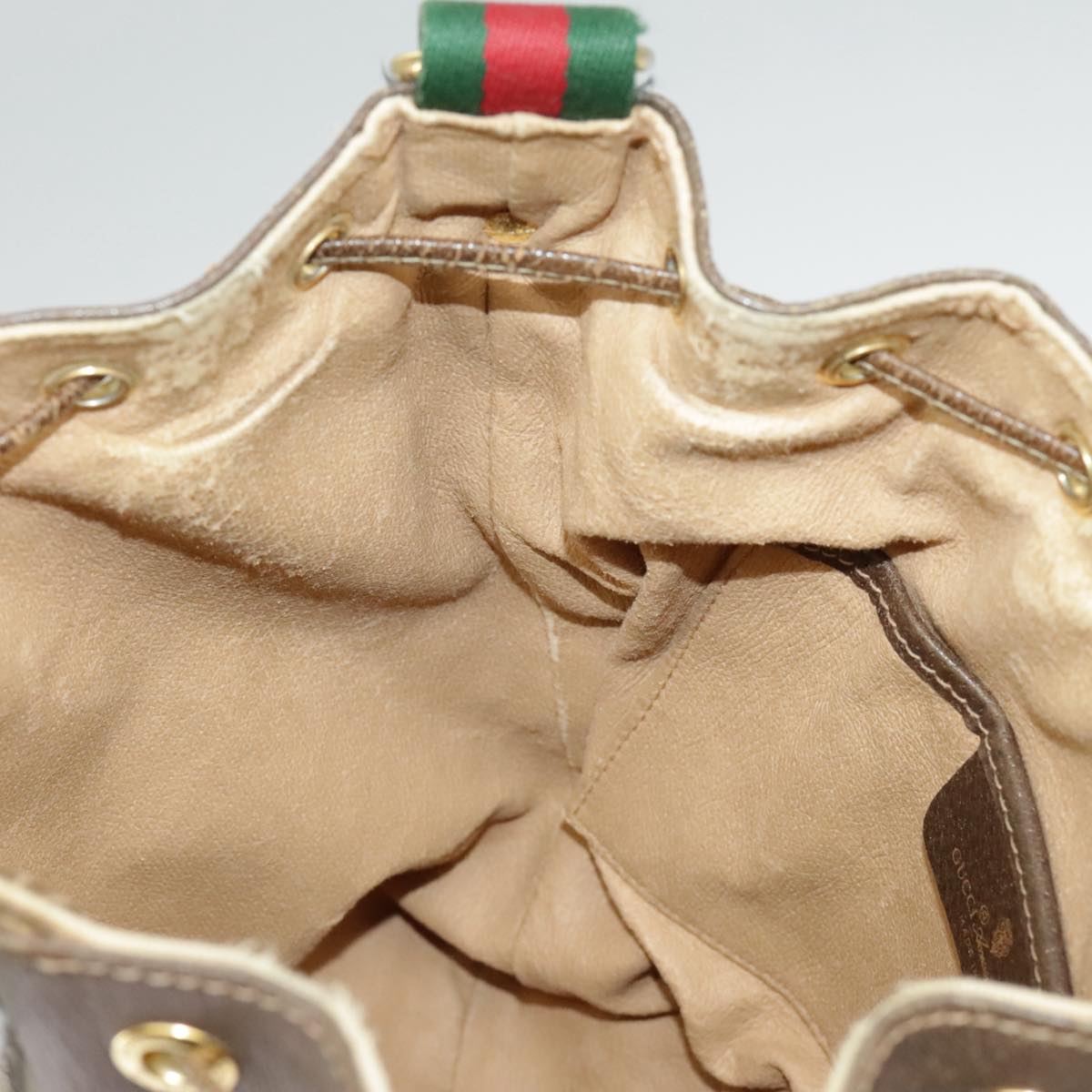 GUCCI GG Supreme Web Sherry Line Shoulder Bag PVC Beige 164 02 034 99316