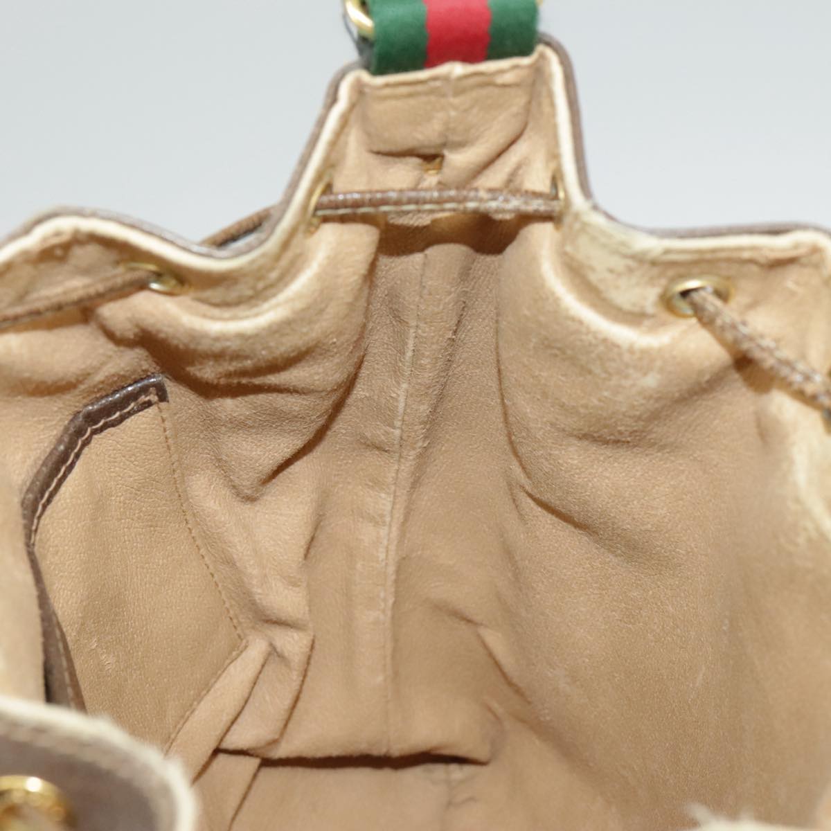 GUCCI GG Supreme Web Sherry Line Shoulder Bag PVC Beige 164 02 034 99316