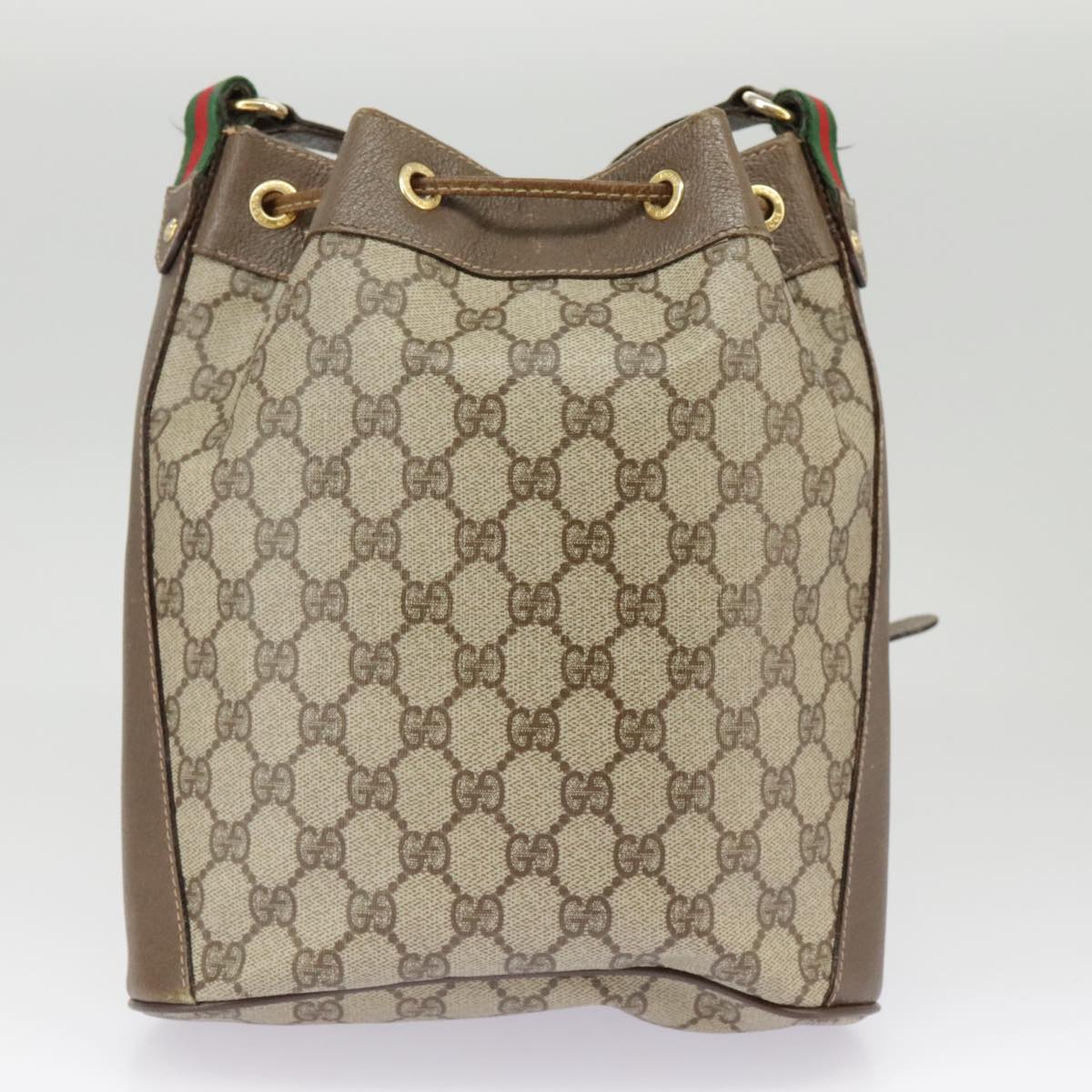 GUCCI GG Supreme Web Sherry Line Shoulder Bag PVC Beige 164 02 034 99316