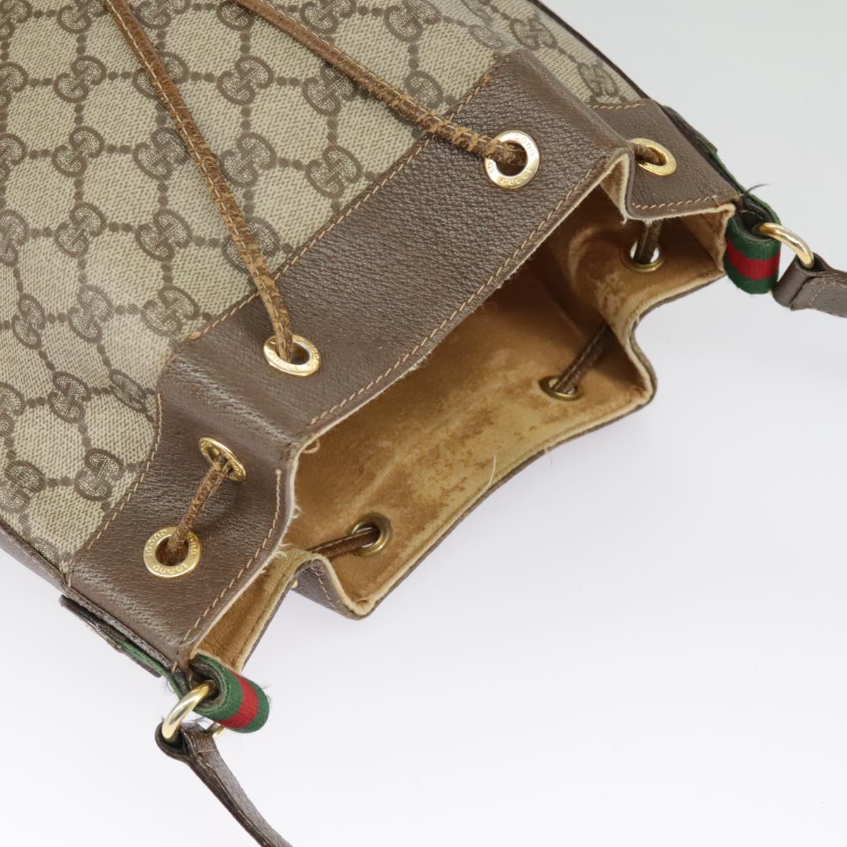 GUCCI GG Supreme Web Sherry Line Shoulder Bag PVC Beige 164 02 034 99316