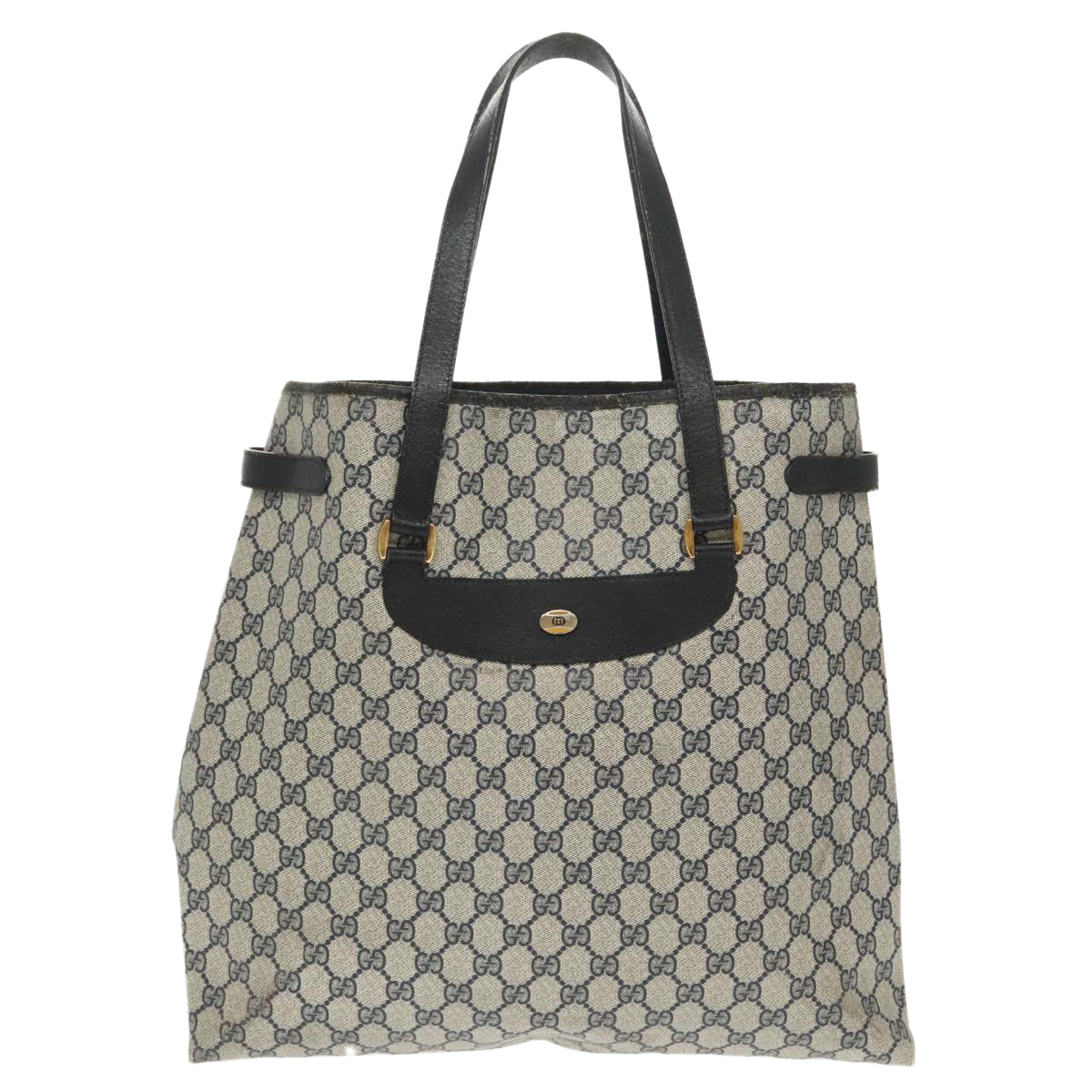GUCCI GG Supreme Tote Bag PVC Navy Gold 39 02 061 99319
