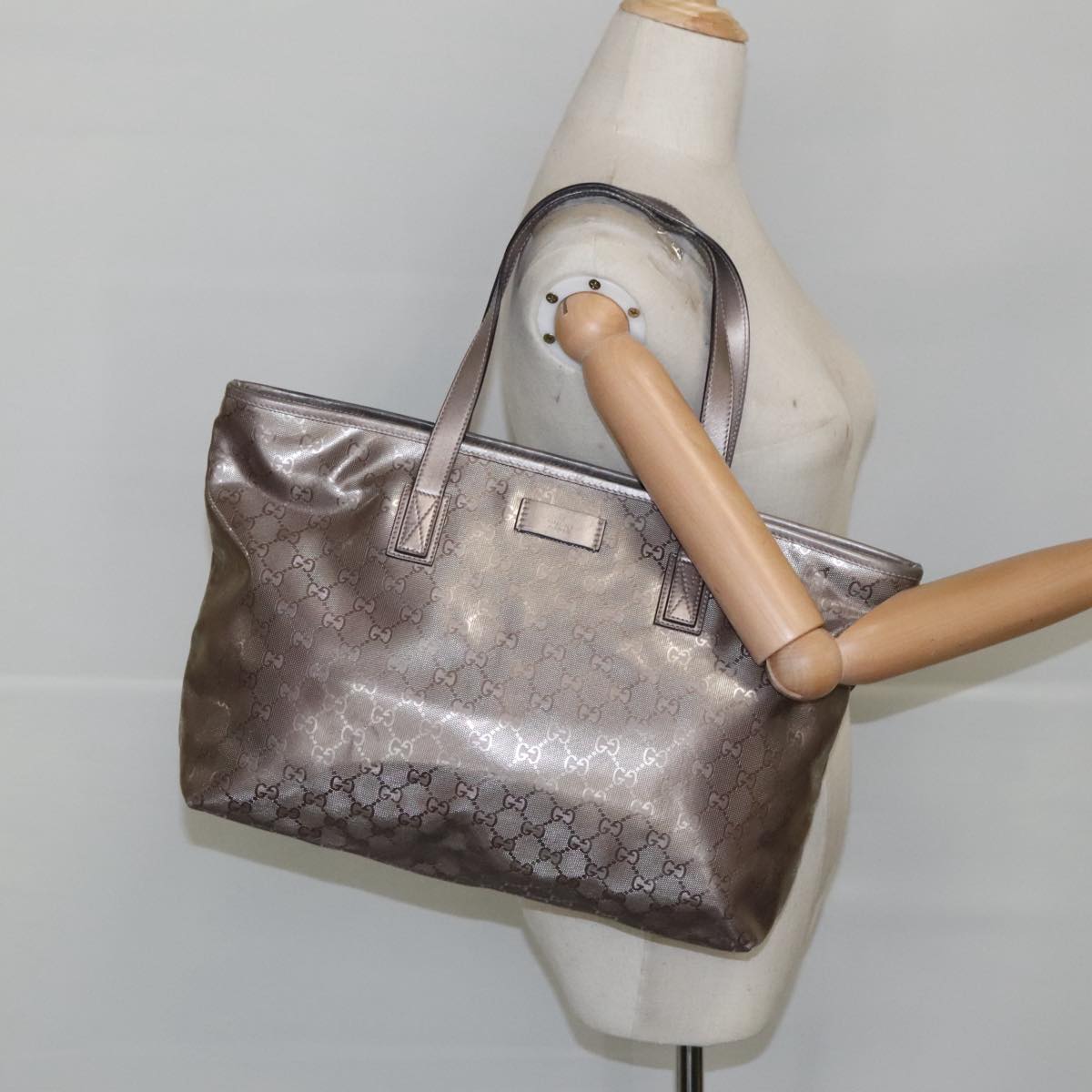 GUCCI GG Canvas Shoulder Bag Gray 327787 99346