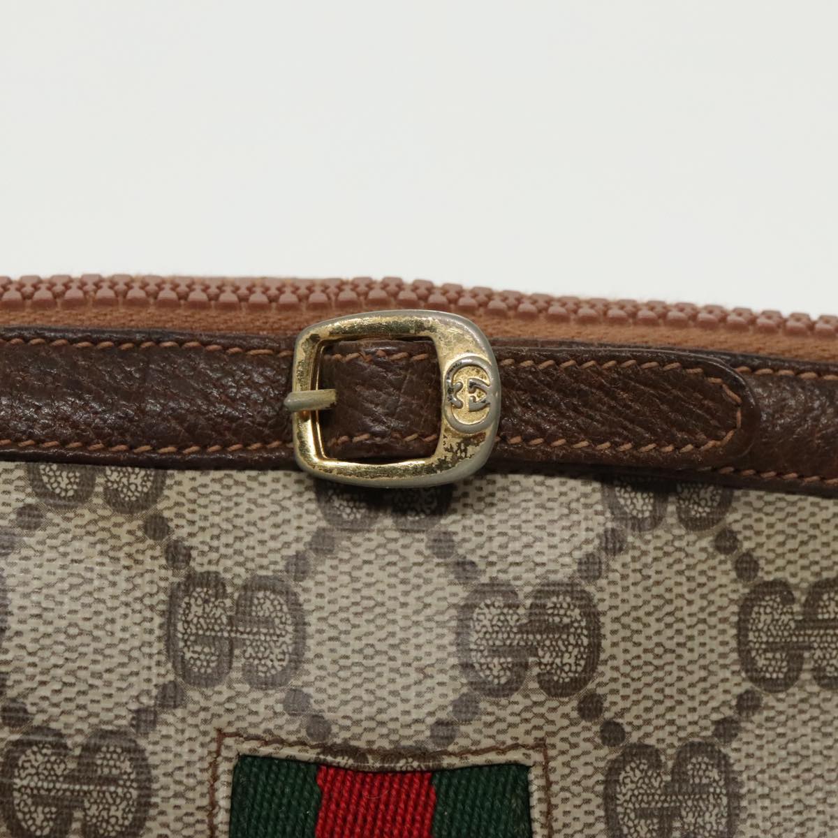 GUCCI GG Supreme Web Sherry Line Shoulder Bag PVC Beige Red Green 99352