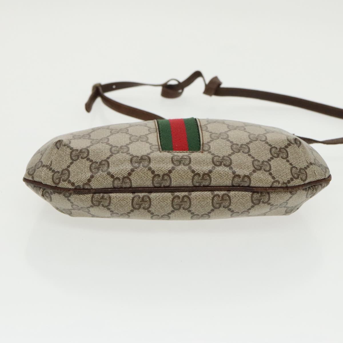 GUCCI GG Supreme Web Sherry Line Shoulder Bag PVC Beige Red Green 99352