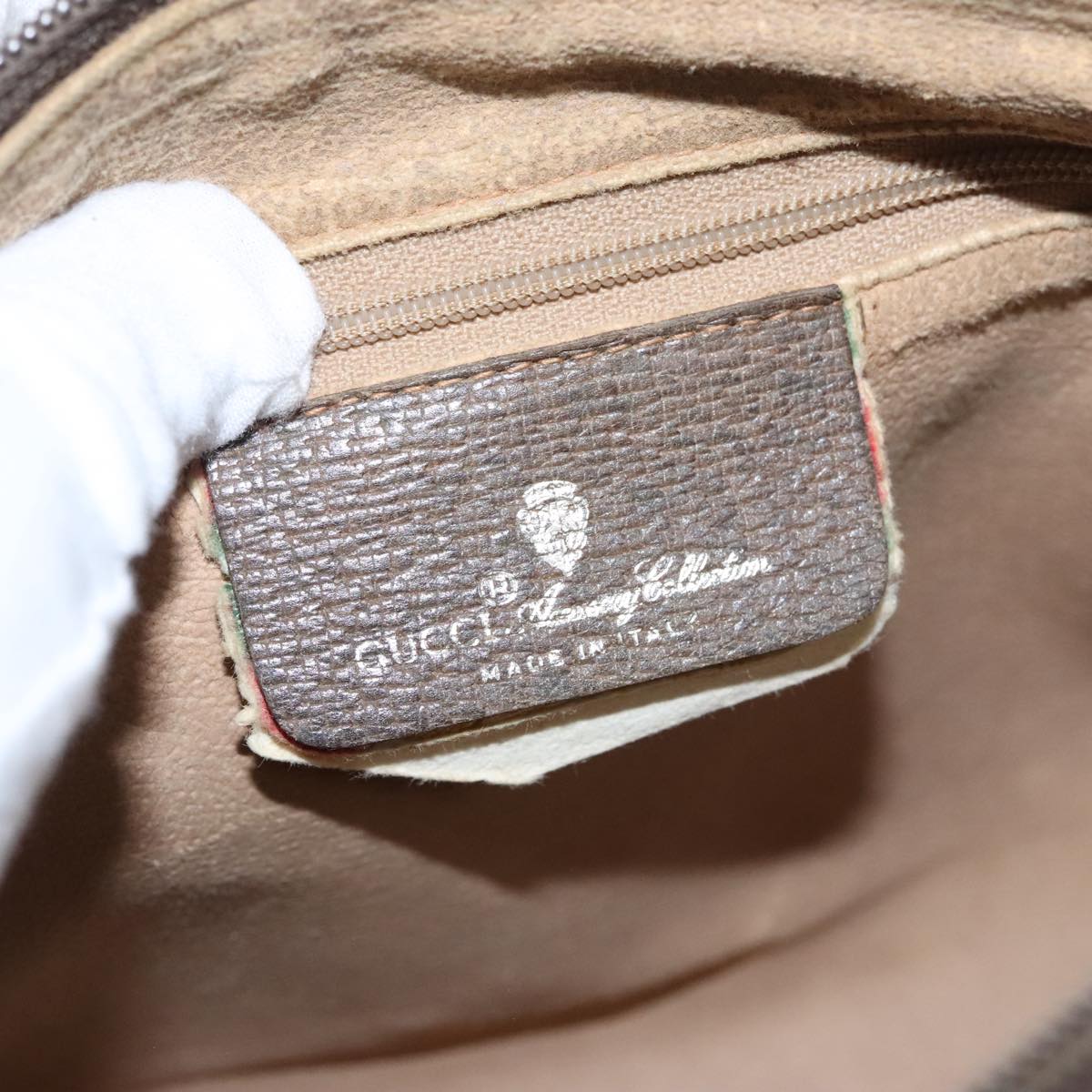 GUCCI GG Supreme Web Sherry Line Shoulder Bag PVC Beige 89 02 017 99353