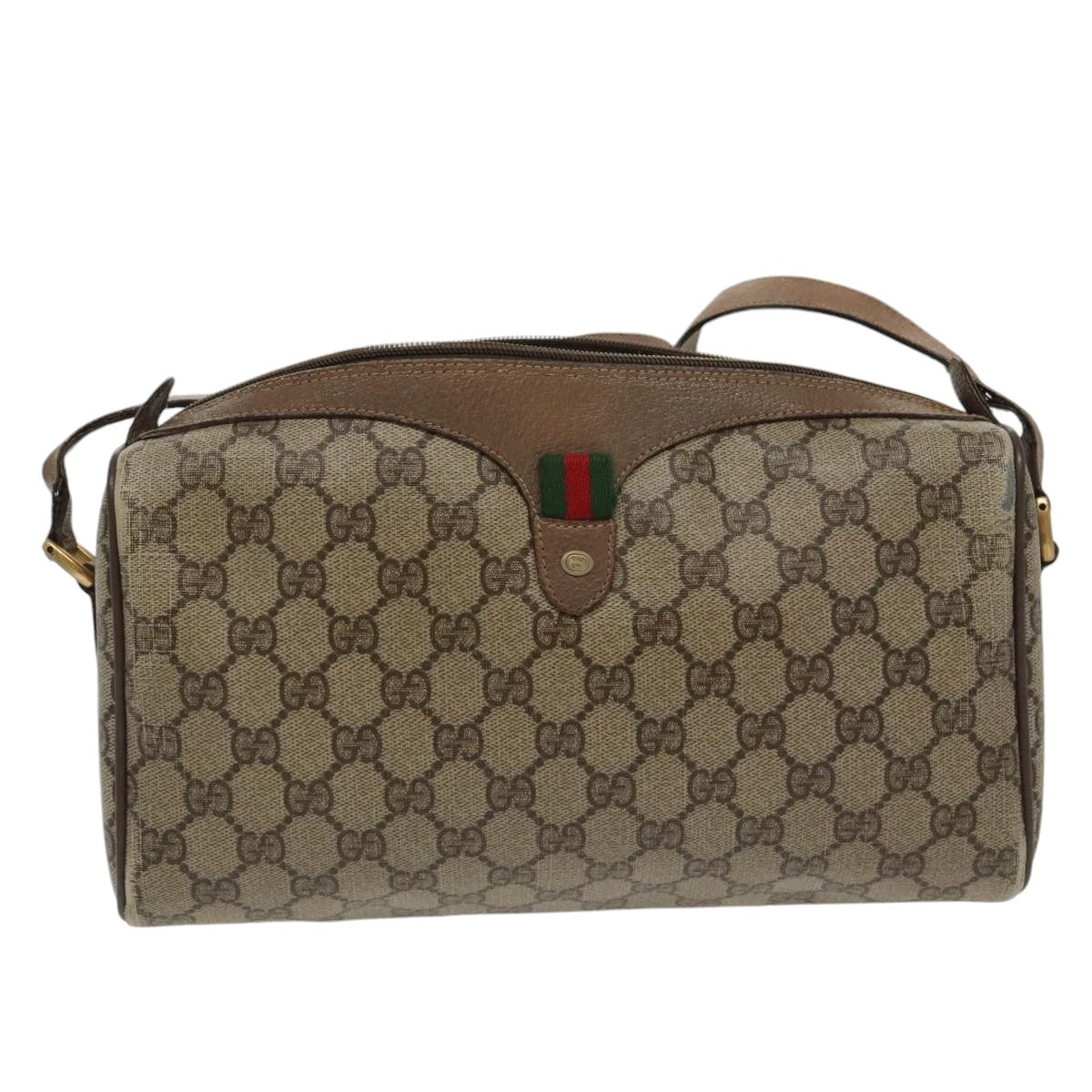 GUCCI GG Supreme Web Sherry Line Shoulder Bag PVC Beige 89 02 017 99353
