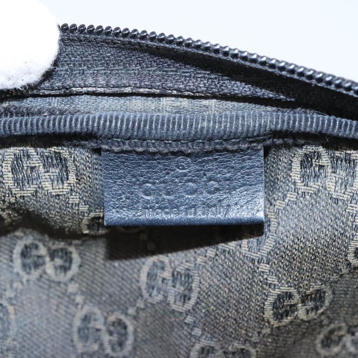 GUCCI GG Canvas Pouch Black Silver 137377 99356