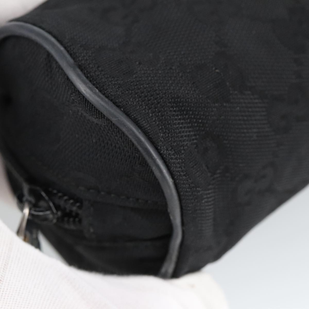 GUCCI GG Canvas Pouch Black Silver 137377 99356