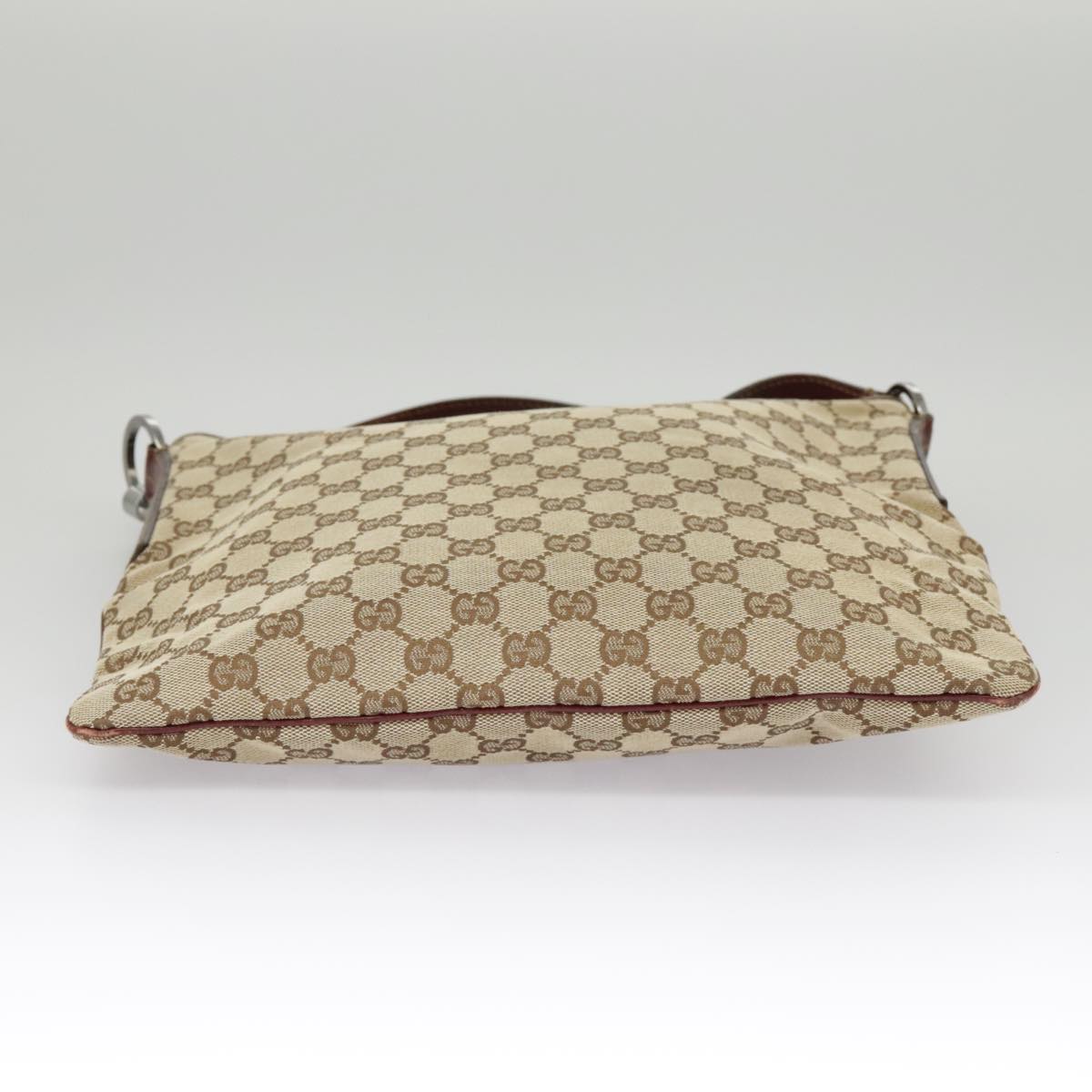 GUCCI GG Canvas Shoulder Bag Beige Silver 113013 99358
