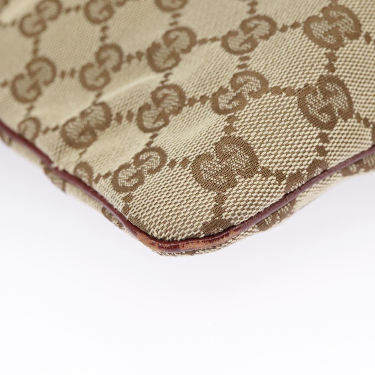 GUCCI GG Canvas Shoulder Bag Beige Silver 113013 99358