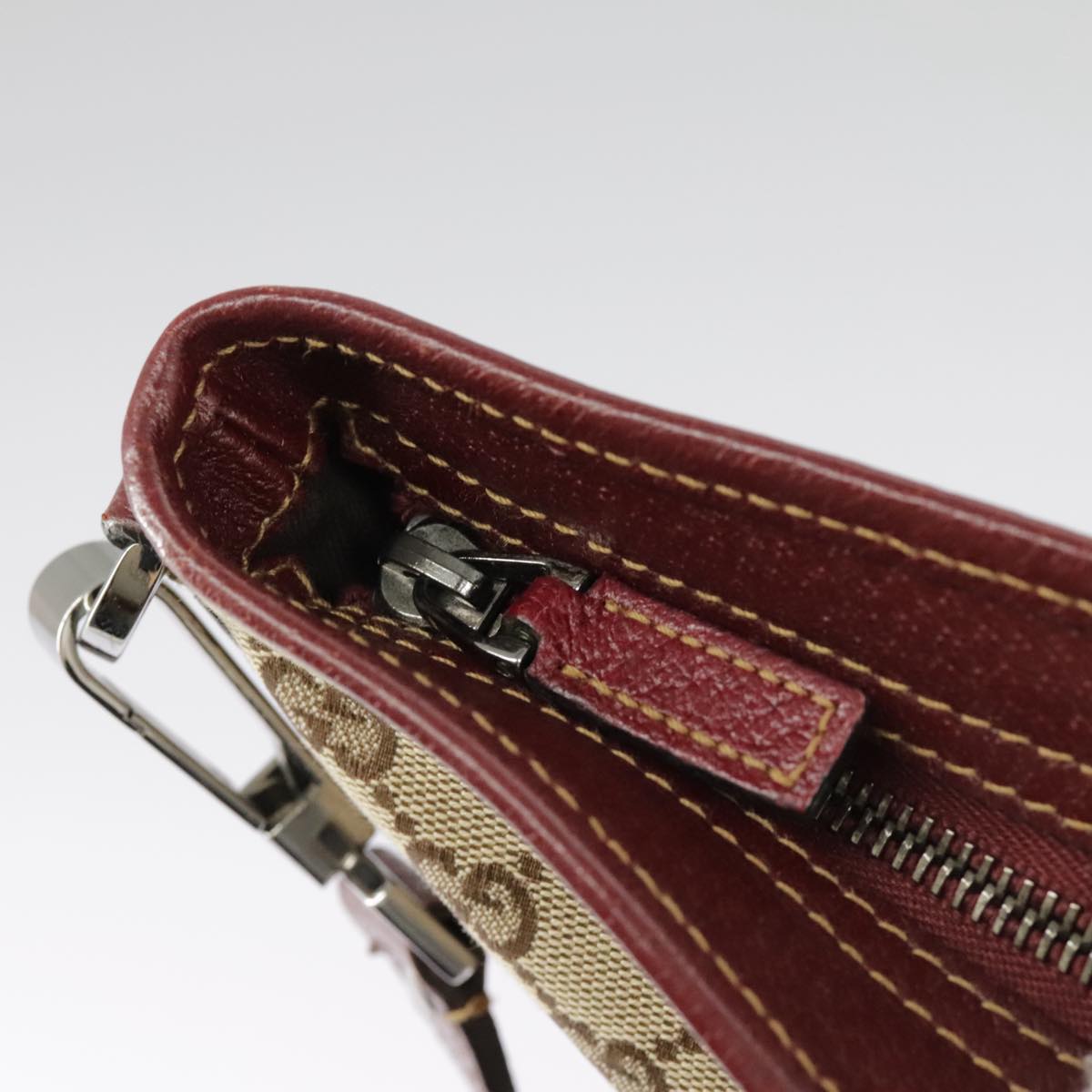 GUCCI GG Canvas Shoulder Bag Beige Silver 113013 99358