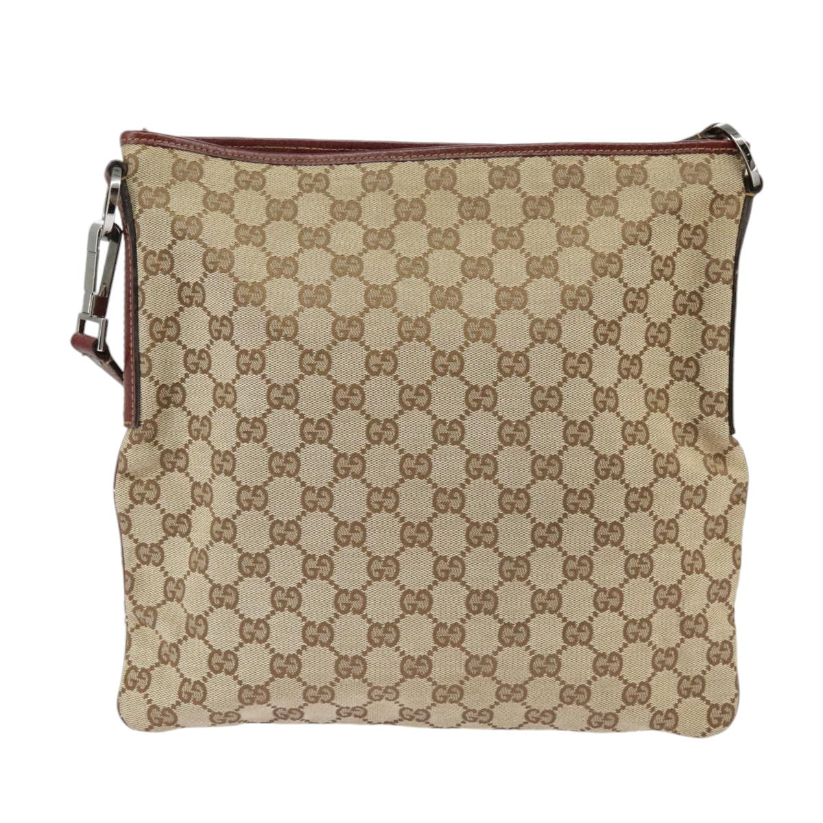GUCCI GG Canvas Shoulder Bag Beige Silver 113013 99358