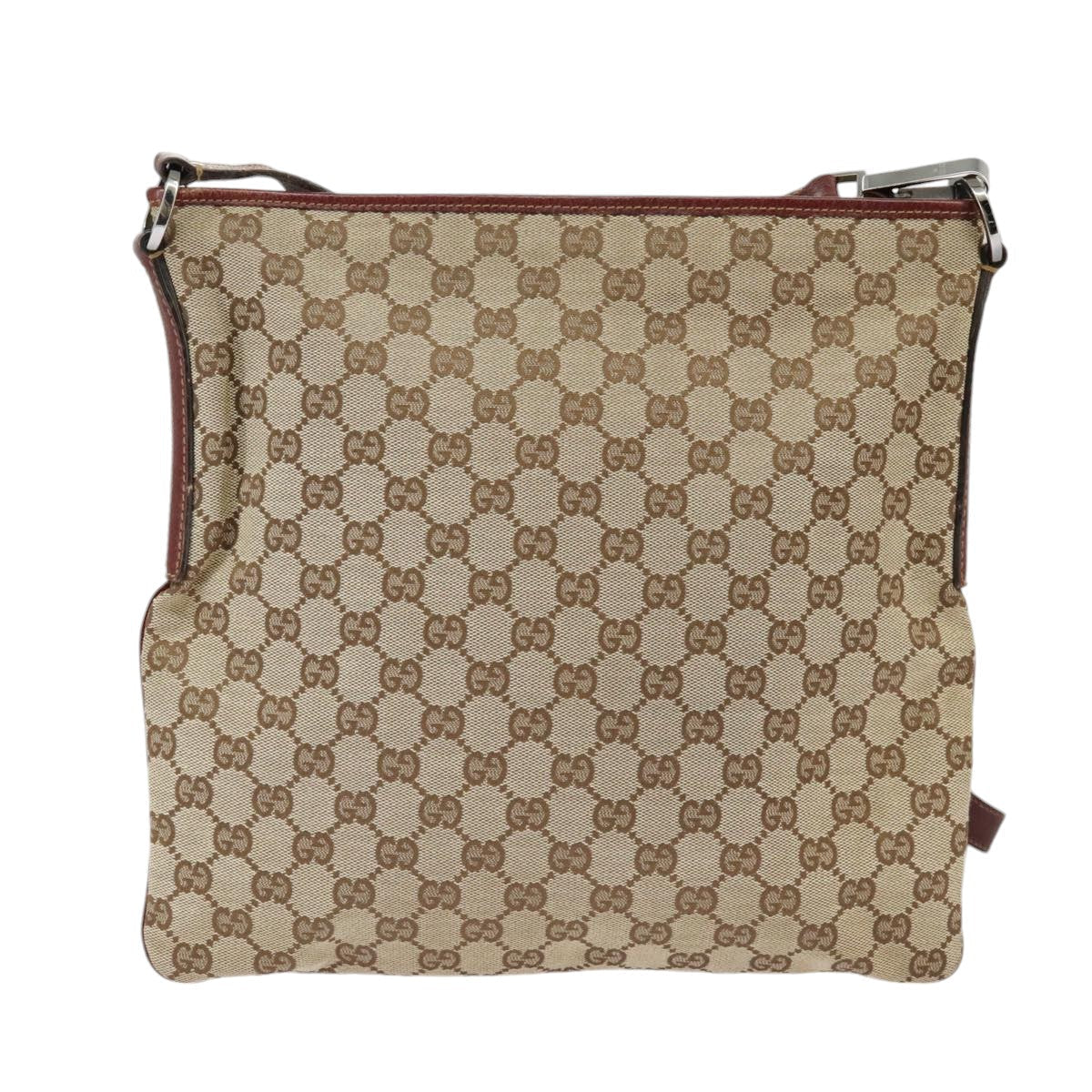 GUCCI GG Canvas Shoulder Bag Beige Silver 113013 99358