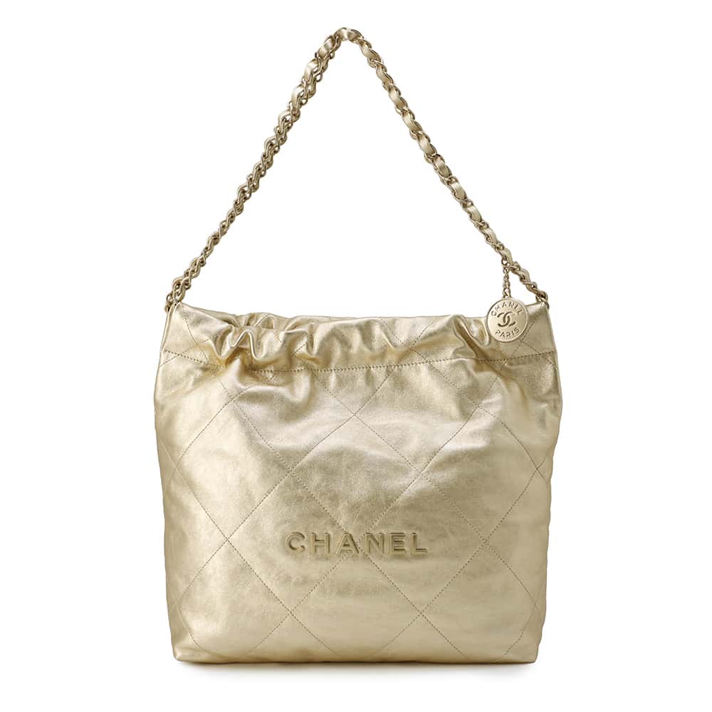 CHANEL CHANEL 22 Handbag GoldAS3261 Metallic Calf LeatherLeather Size Small