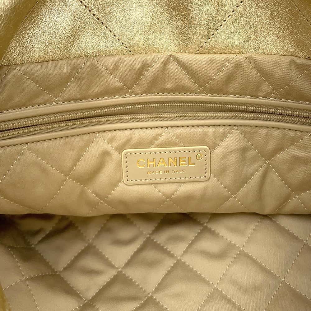 CHANEL CHANEL 22 Handbag GoldAS3261 Metallic Calf LeatherLeather Size Small