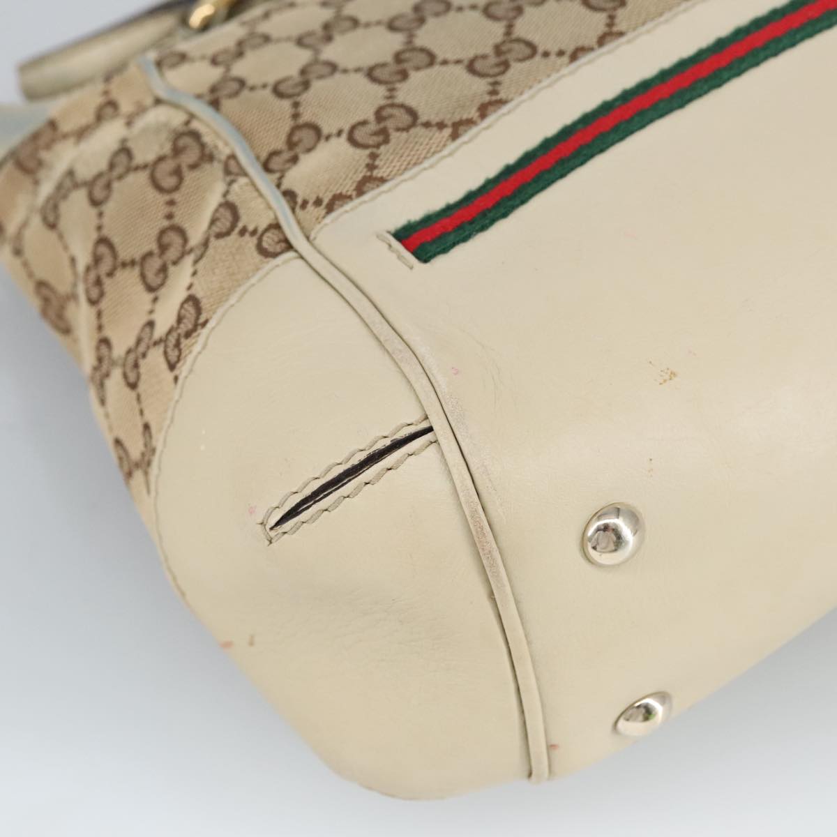 GUCCI GG Canvas Web Sherry Line Hand Bag 2way Beige Red 269894 99406