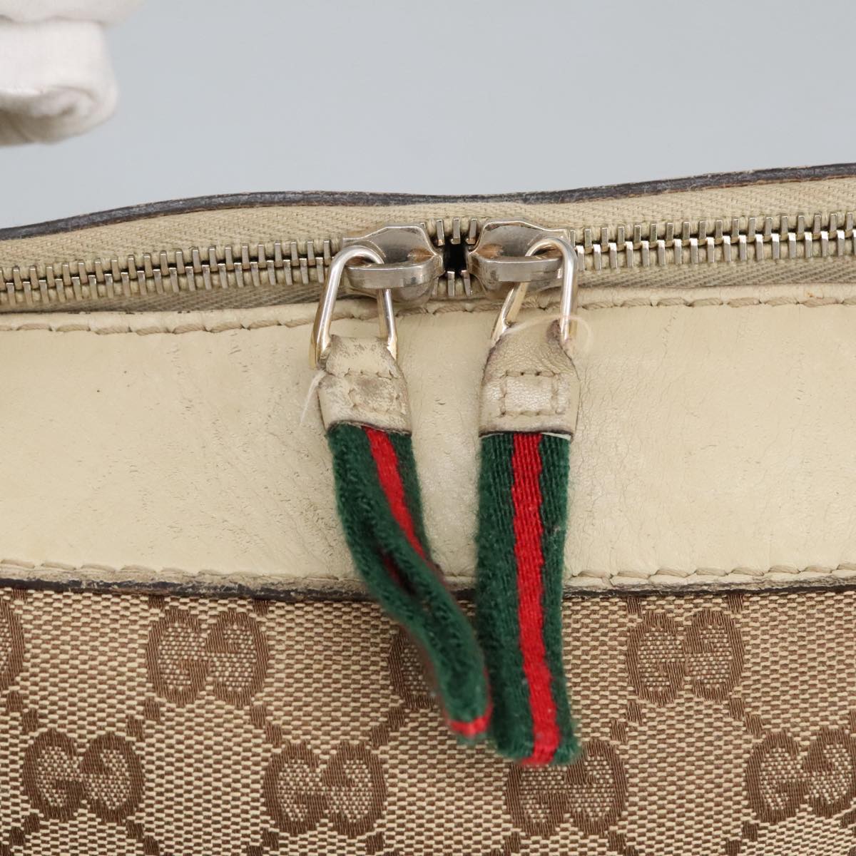 GUCCI GG Canvas Web Sherry Line Hand Bag 2way Beige Red 269894 99406