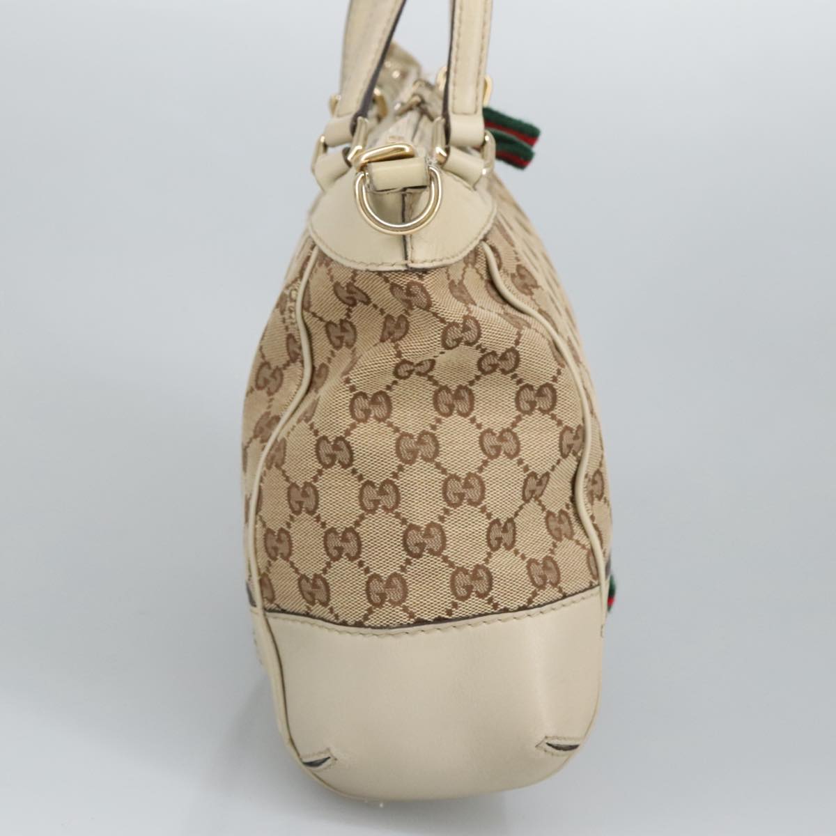 GUCCI GG Canvas Web Sherry Line Hand Bag 2way Beige Red 269894 99406