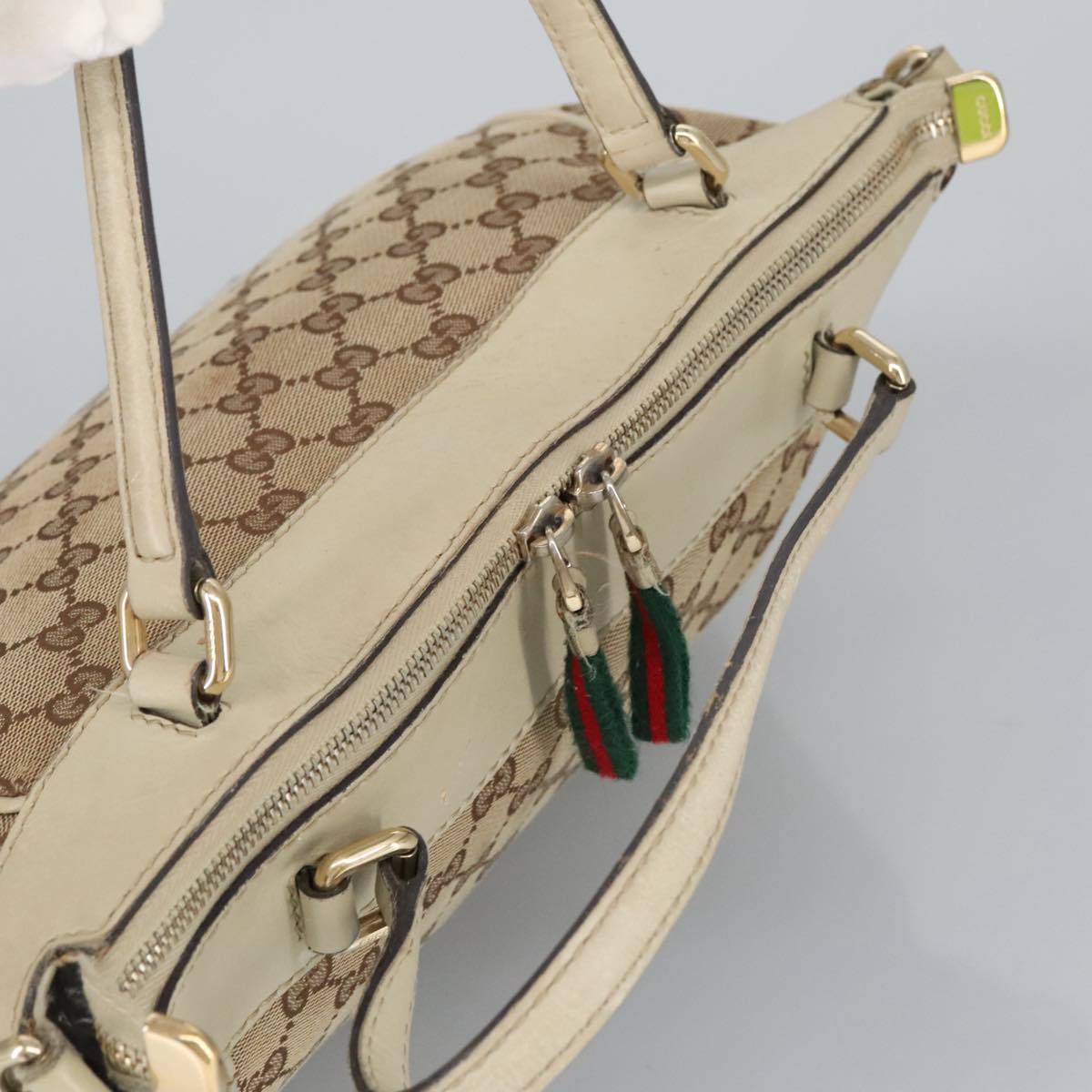 GUCCI GG Canvas Web Sherry Line Hand Bag 2way Beige Red 269894 99406