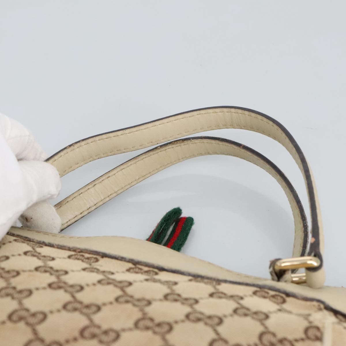 GUCCI GG Canvas Web Sherry Line Hand Bag 2way Beige Red 269894 99406