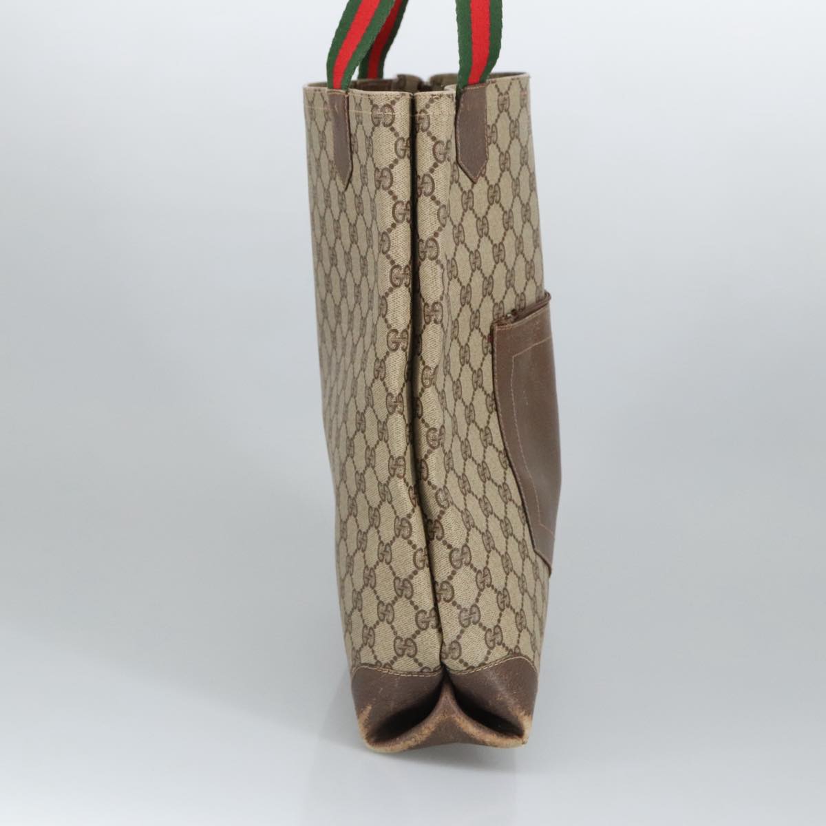 GUCCI GG Supreme Web Sherry Line Tote Bag PVC Beige Red Green 99410