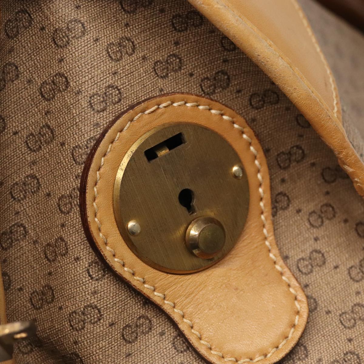 GUCCI Micro GG Canvas Boston Bag PVC Leather 2way Beige 99419