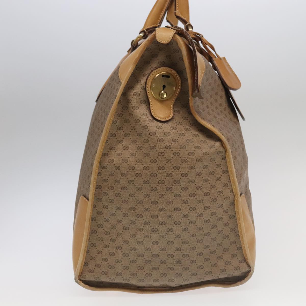 GUCCI Micro GG Canvas Boston Bag PVC Leather 2way Beige 99419
