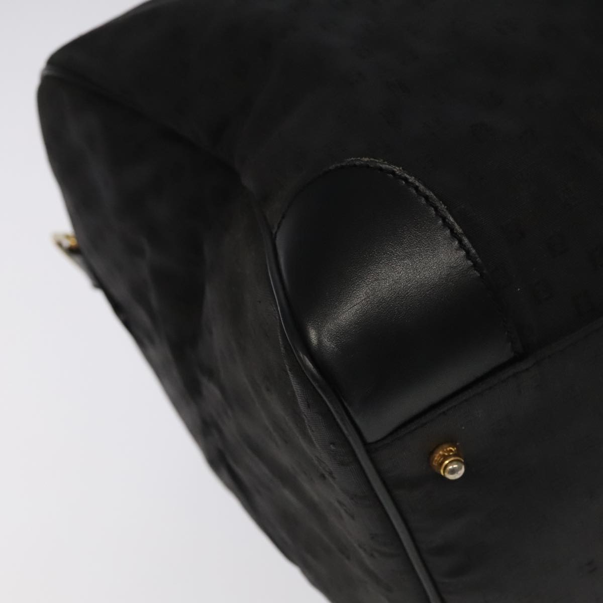FENDI Zucchino Canvas Boston Bag Coated Canvas 2way Black 99424