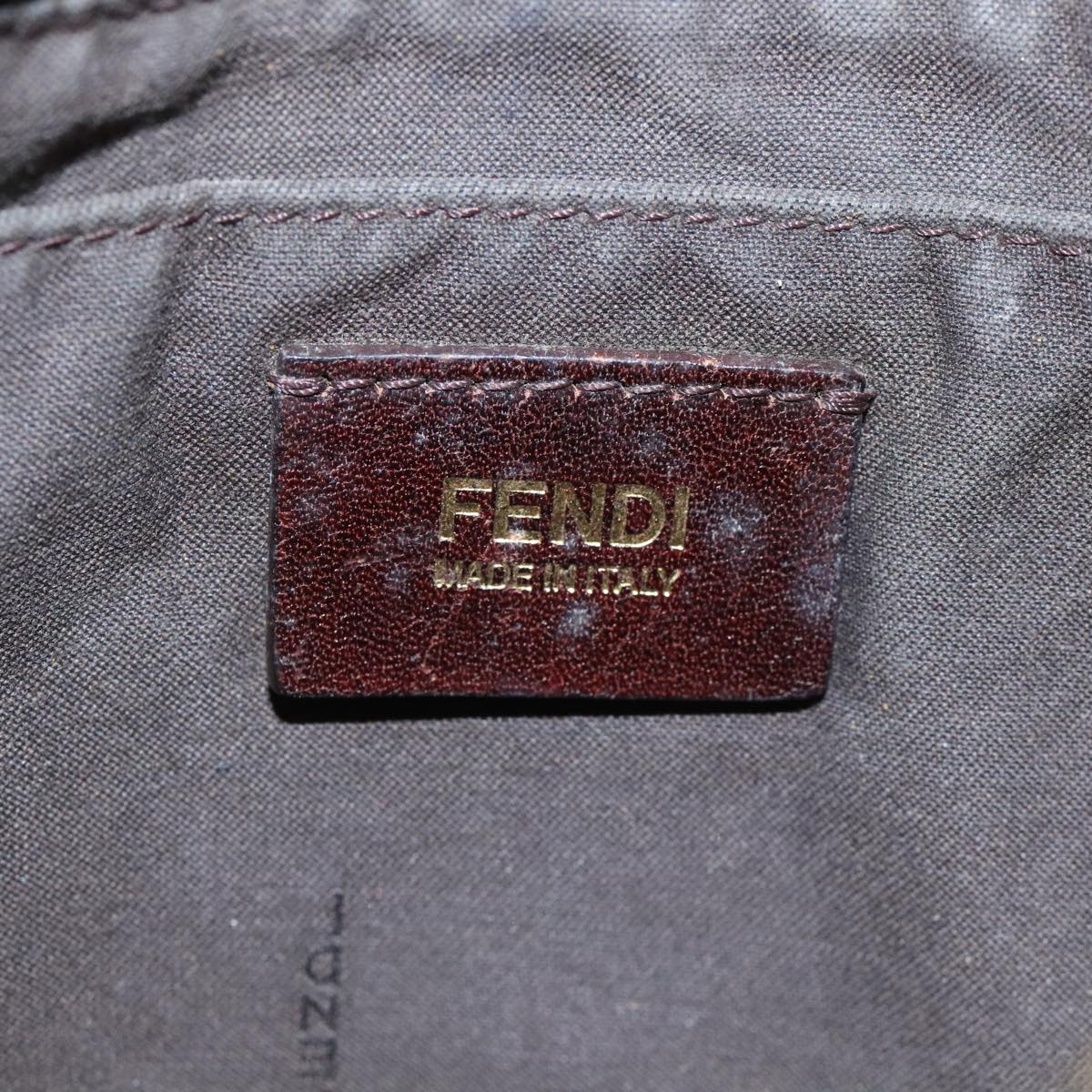 FENDI Zucchino Canvas Mamma Baguette Shoulder Bag Beige Gold 99429