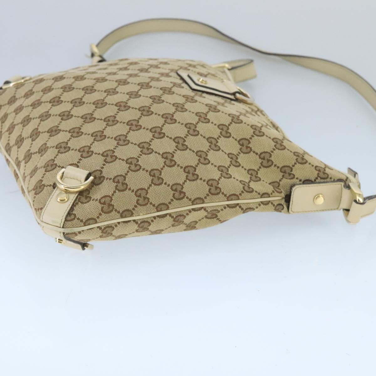 GUCCI GG Canvas Shoulder Bag Beige Gold 131326 99430