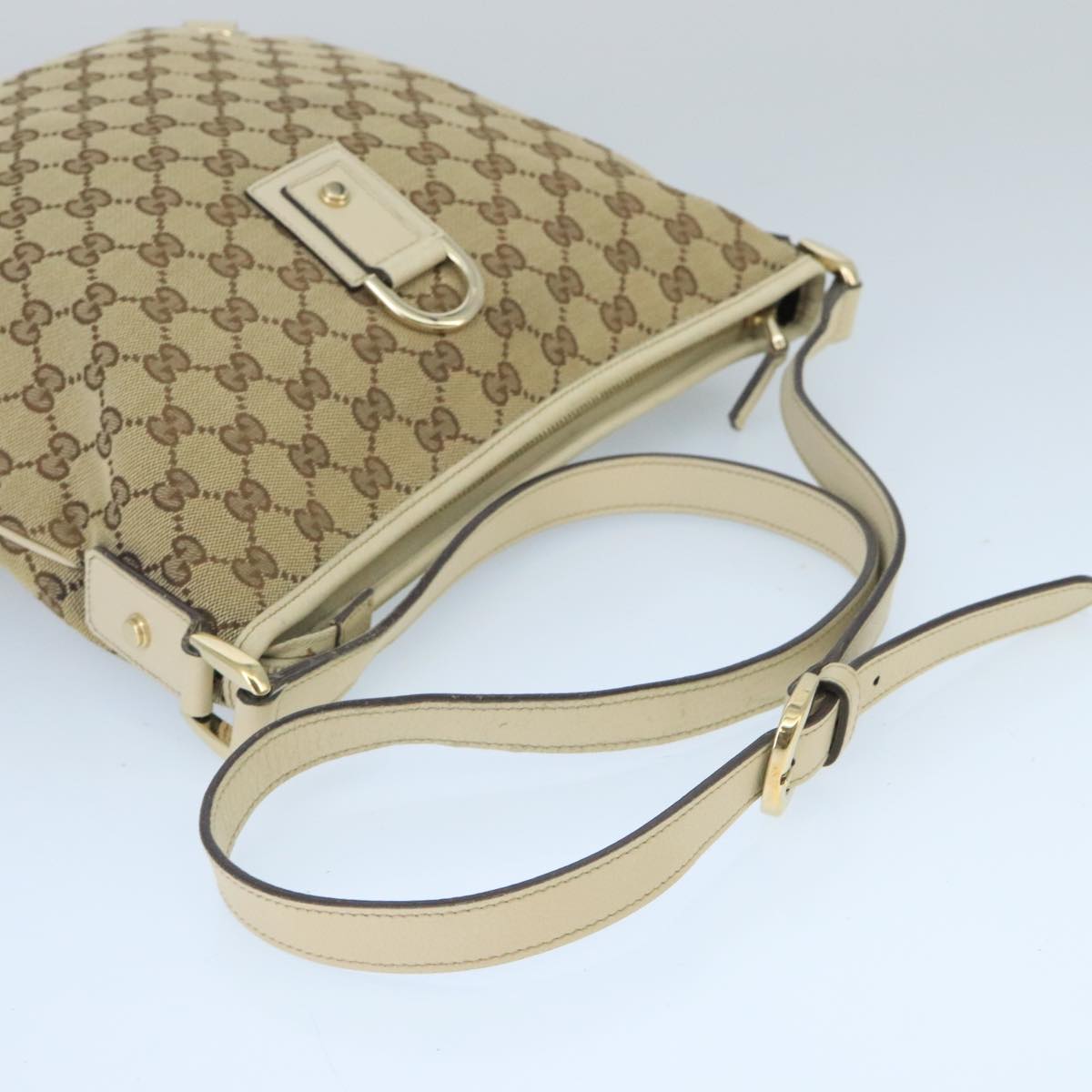 GUCCI GG Canvas Shoulder Bag Beige Gold 131326 99430