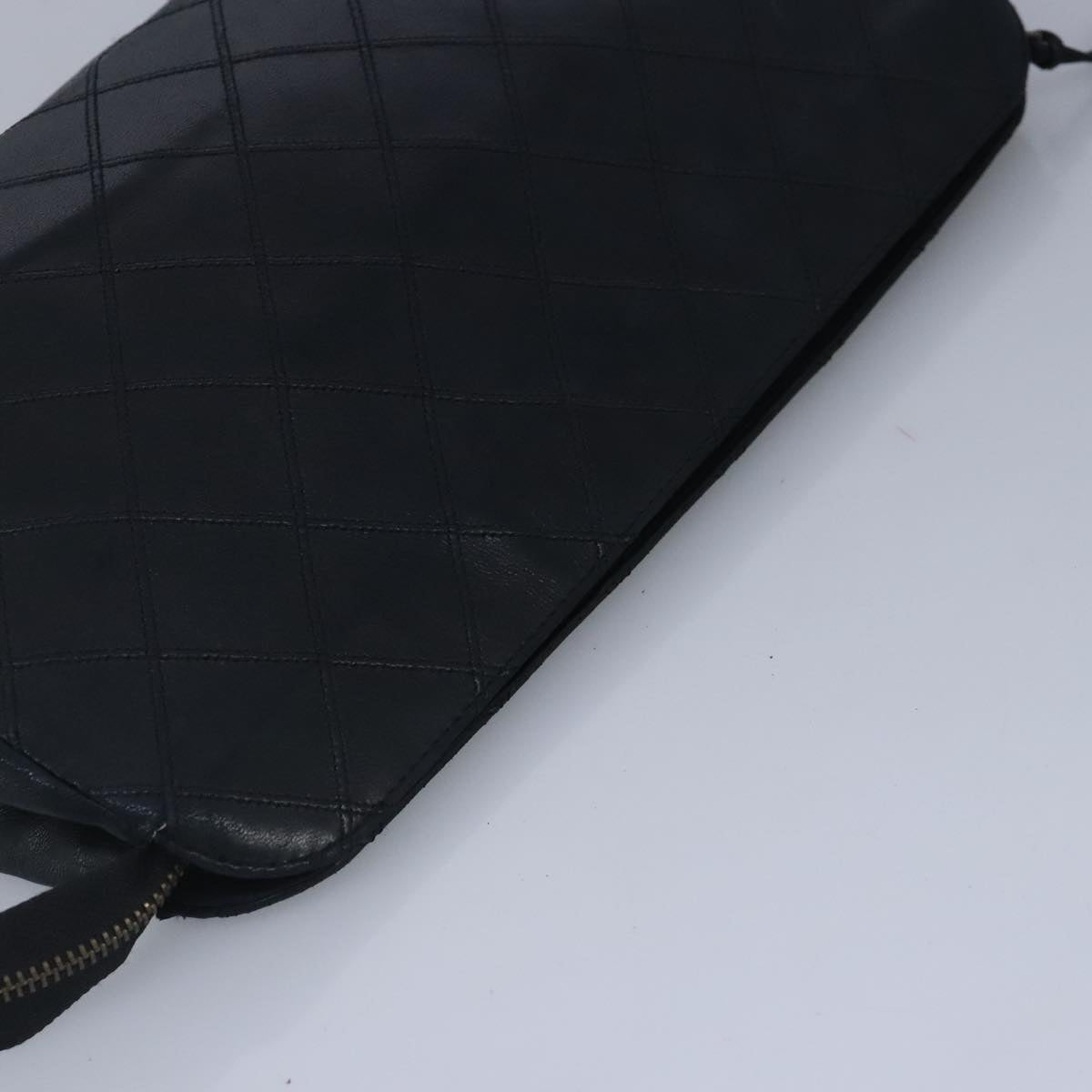 CHANEL Clutch Bag Lamb Skin Black CC 99480