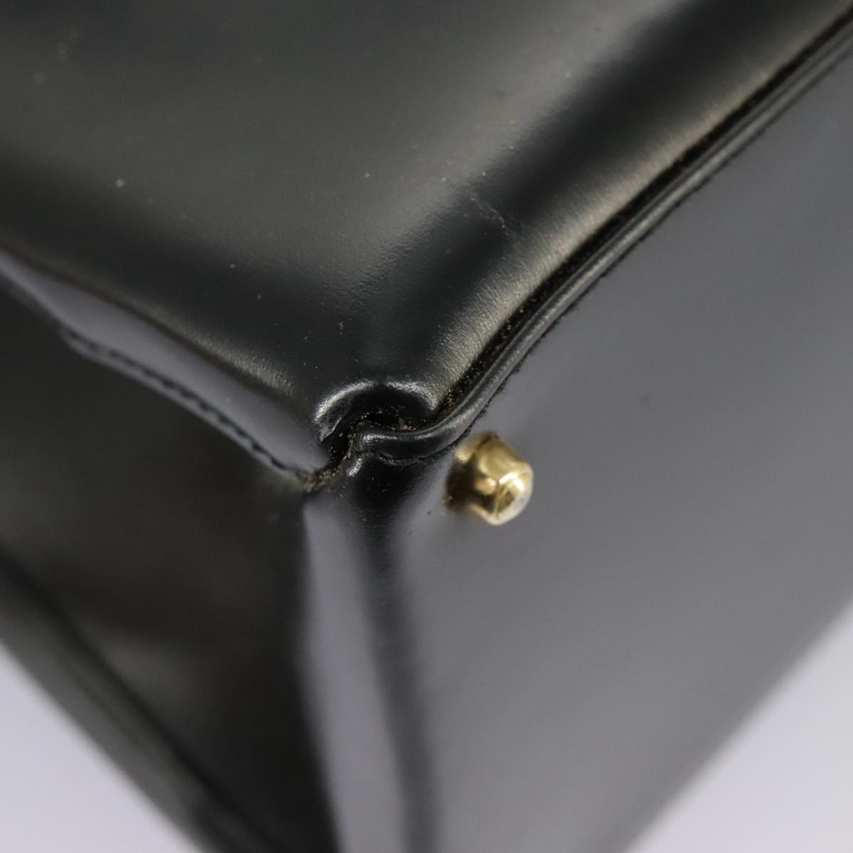 GUCCI Hand Bag Enamel 2way Black Gold 000 2046 0562 99537