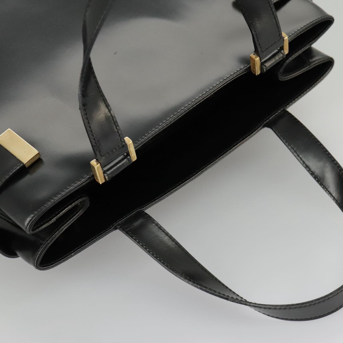GUCCI Hand Bag Enamel 2way Black Gold 000 2046 0562 99537