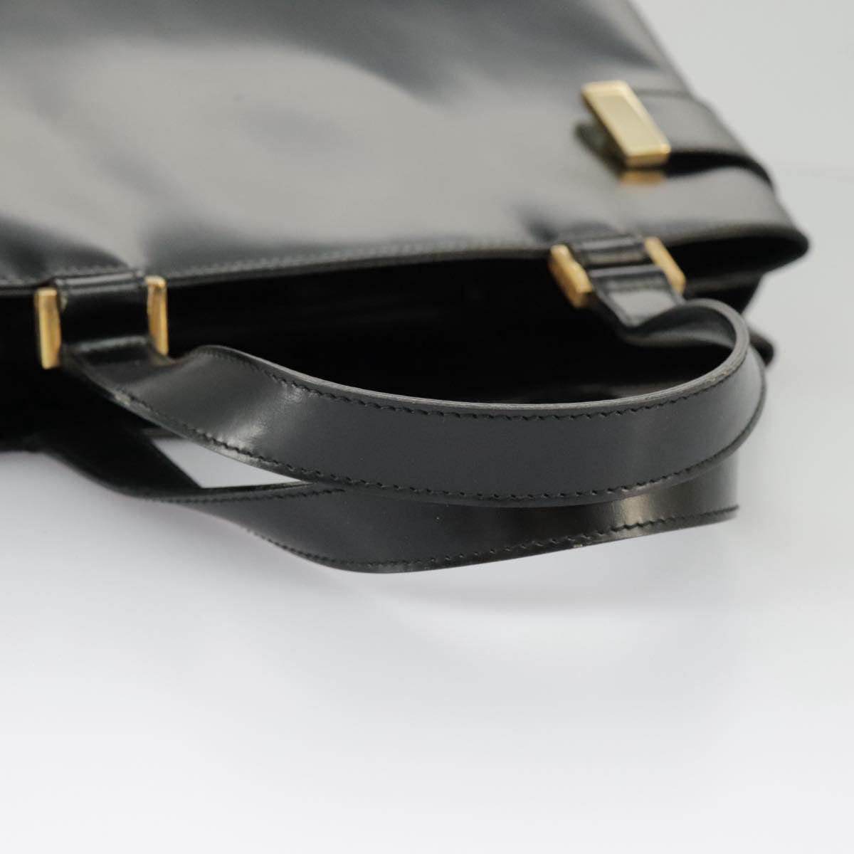 GUCCI Hand Bag Enamel 2way Black Gold 000 2046 0562 99537