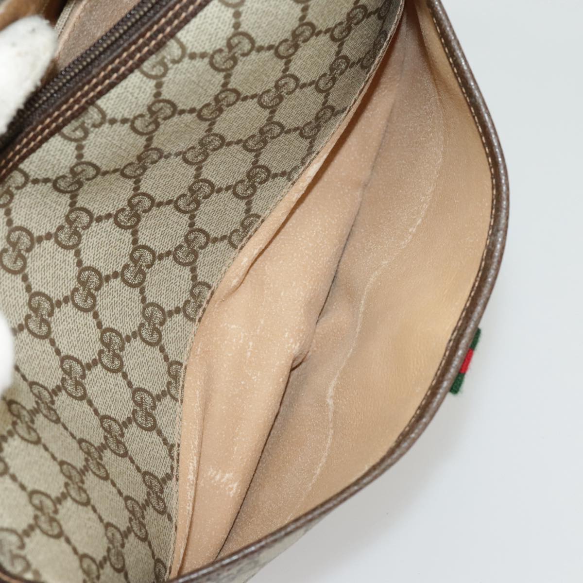 GUCCI GG Supreme Web Sherry Line Shoulder Bag PVC Beige 164 02 077 99562