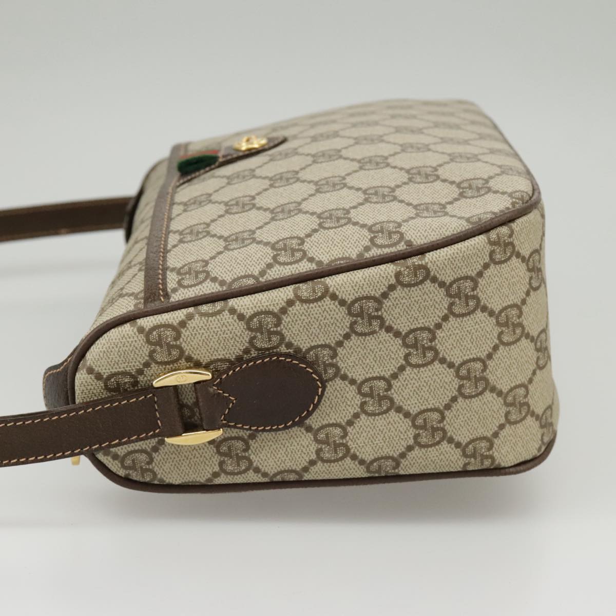 GUCCI GG Supreme Web Sherry Line Shoulder Bag PVC Beige 164 02 077 99562